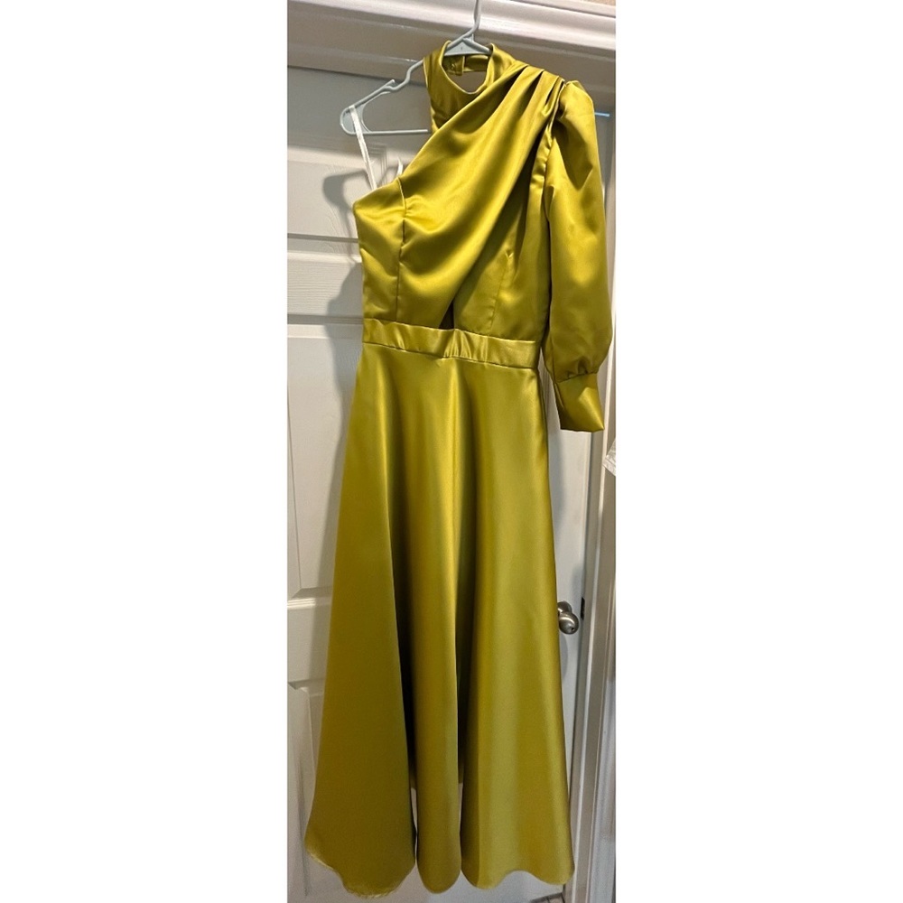 Green One Shoulder Gown